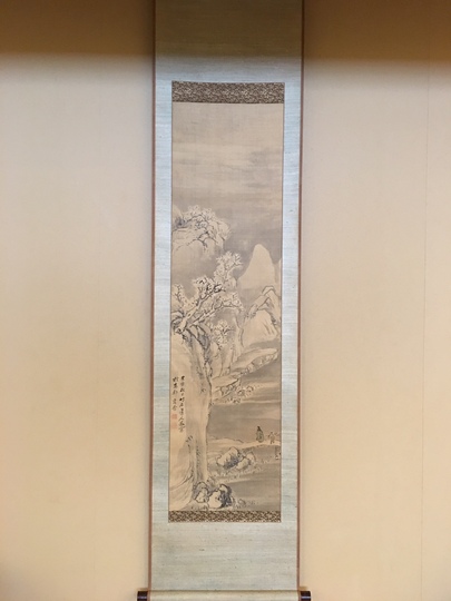 絹本 掛軸 竹石圖 - 絵画/タペストリー