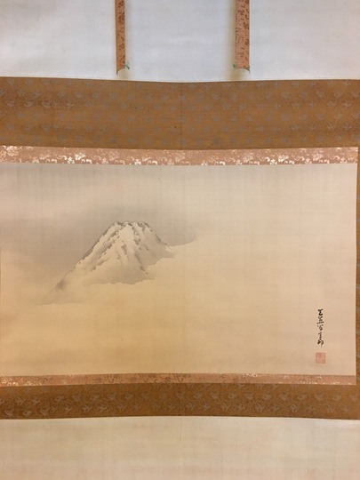 超歓迎定番■岸岱■富士山之図横物大幅■肉筆■掛軸■掛け軸■日本画■ 山水、風月