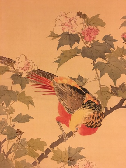 岸連山 芙蓉に金鶏鳥図｜古美術・掛け軸の販売・買取・鑑定-松本松栄堂