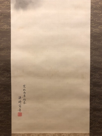 瓏】「袁江作 渓山雲閣図長巻」清代画家 肉筆絹本 真作 掛け軸 書画