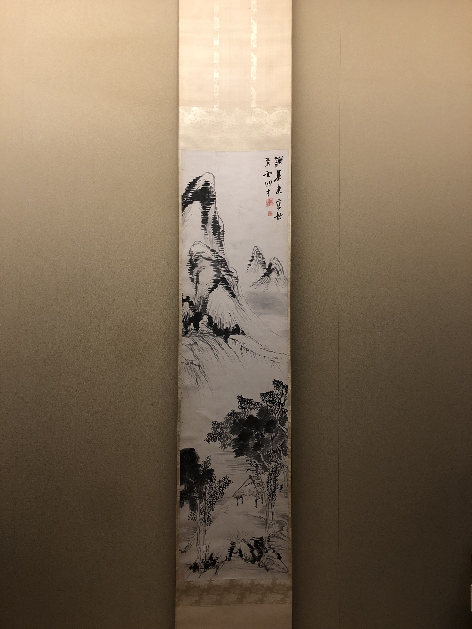 日本安心◆ 倉地邦彦 『 彩色山水 （大幅立） 』 日本画掛け軸 送料無料 掛軸
