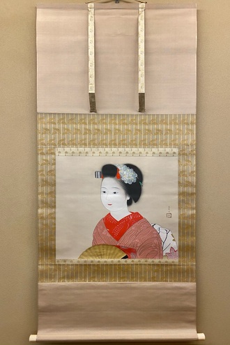 中村貞以 日本画 原画 約F8 絹本 貴重 真作保証 1点もの美術品