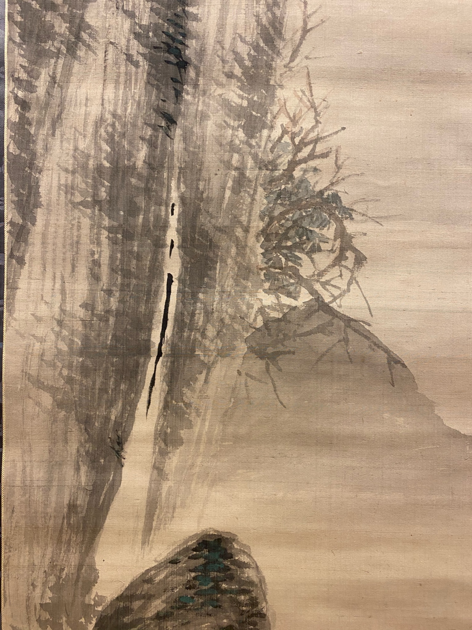 No2179掛軸 在銘 雨荘漁夏図 山水画 合箱 南画 文人画 中国画 国内正規