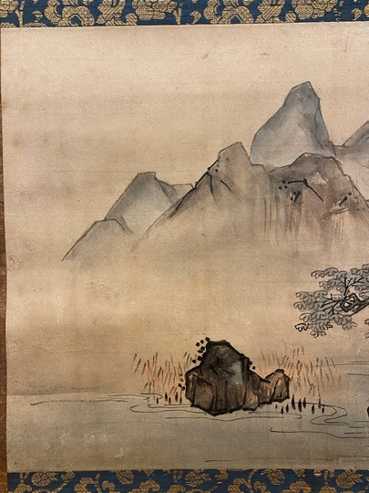 呉慶雲(石仙)  山水図    双幅    掛け軸2本縦1940cm